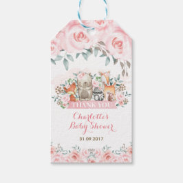 フェミニンウッドランドソフトパステルピンクのバラありがとう ギフトタグ