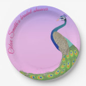 フェミニンエレガント孔雀ブライダルシャワー ペーパープレート (正面)