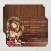 フェミニンカウボーイ帽ブーツローズウッドウェスタン 招待状 (正面/裏面)