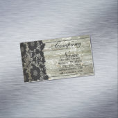 フェミニンカントリーシックなブラックレース納屋の木材 マグネット名刺 (インサイチュ)