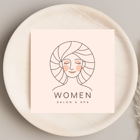 フェミニンガーリー赤面ピンク美容師サロン スクエア名刺