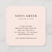 フェミニンガーリー赤面ピンク美容師サロン スクエア名刺 (裏面)