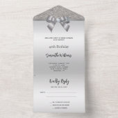 フェミニンシルバージェムボウ&グリッター誕生日 オールインワン招待状 (内側)