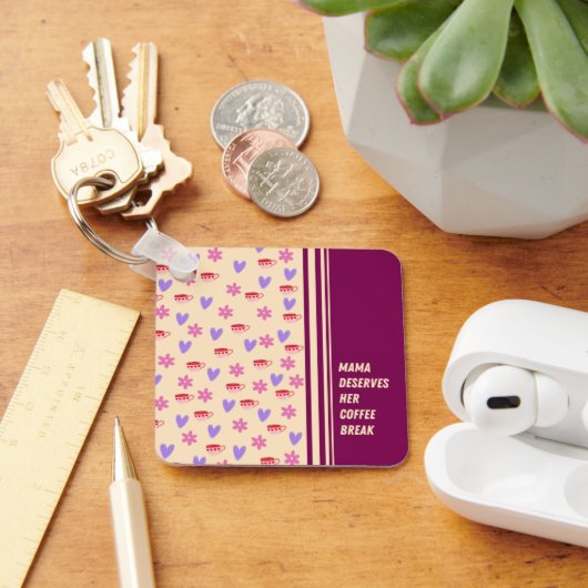 フェミニンストライプMama Coffee Break Art キーホルダー (デスク)