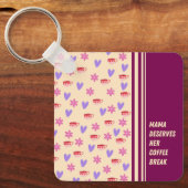 フェミニンストライプMama Coffee Break Art キーホルダー (正面)