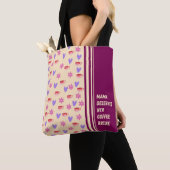 フェミニンストライプMama Coffee Break Art トートバッグ (クローズアップ)