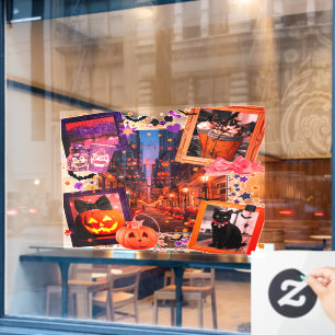フェミニンハロウィーンピンクとラベンダーカボチャ ウィンドウサイン