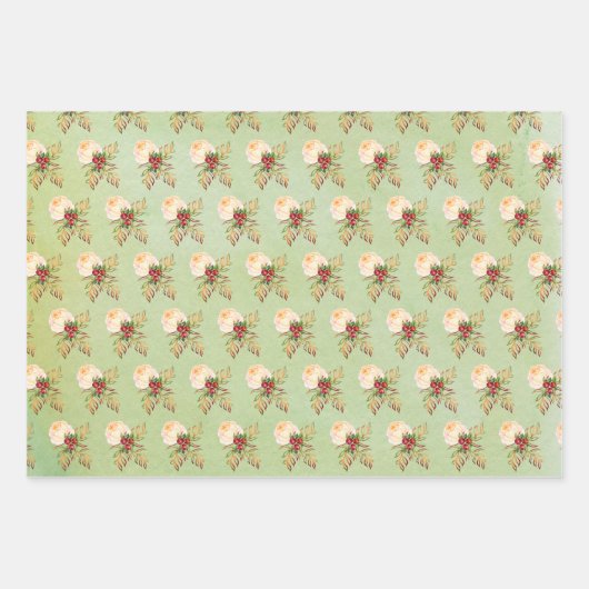 フェミニンバラ、果実と葉の品揃え ラッピングペーパーシート (正面2)