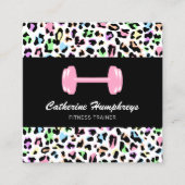 フェミニンパーソナルトレーナーヒョウ印刷 スクエア名刺 (正面)