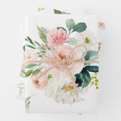 フェミニンピンクとホワイトの水彩花イラスト ラッピングペーパーシート (インサイチュ)