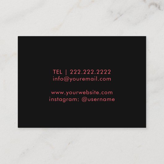 フェミニンピンクリップ&ブラックメイクアップ美しいサロン 名刺 (裏面)