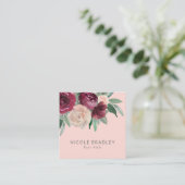 フェミニンピンク水彩フローラ名刺 スクエア名刺 (スタンド正面)