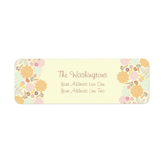 フェミニンファンシーモダンフローラパーソナライズされた ラベル (正面)