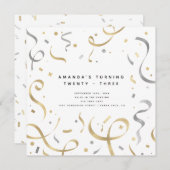 フェミニンフェイク金ゴールドモダン誕生日 招待状 (正面/裏面)