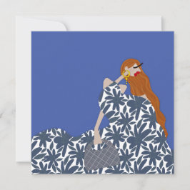 フェミニンフローラガーデンパーティーファッションイラストレーション 招待状