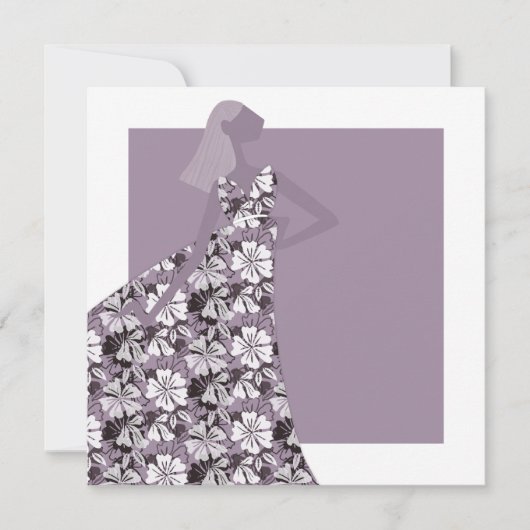 フェミニンフローラガーデンパーティーファッションイラストレーション 招待状 (正面)