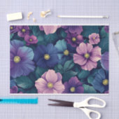 フェミニンフローラパープルとピンクのデコパージュ 薄葉紙 (クラフト)