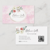 フェミニンフローラモダンピンクと白 名刺 (正面/裏面)