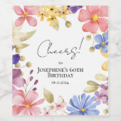 フェミニンフローラリース60誕生日 ワインラベル (シングルラベル)