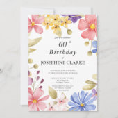 フェミニンフローラリース60th誕生日パーティー 招待状 (正面)
