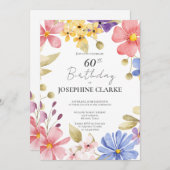フェミニンフローラリース60th誕生日パーティー 招待状 (正面/裏面)