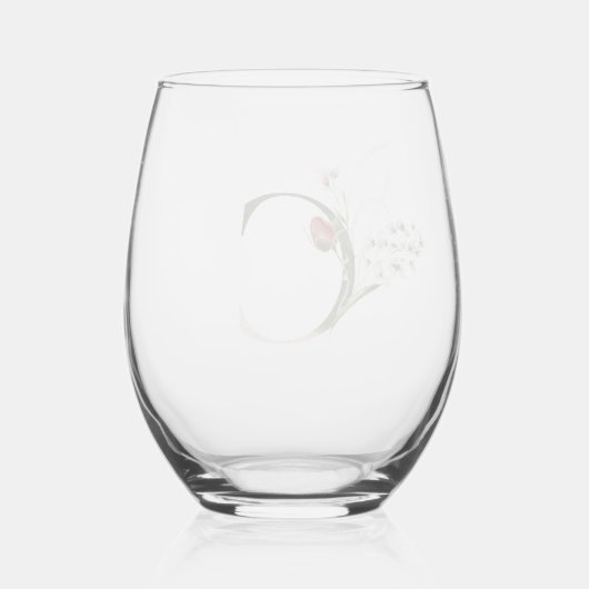 フェミニンフローラレターCモノグラムイニシャル ステムなしワイングラス (裏面)