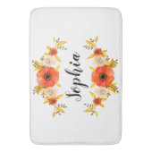 フェミニンフローラ水色リースカスタム文字 バスマット (正面縦)
