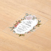 フェミニンフローラ12月60誕生祝い アクリル招待状 (レイダウン)