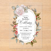 フェミニンフローラ12月90誕生祝い アクリル招待状 (正面)