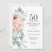 フェミニンフローラ50と素晴らしい誕生日パーティー 招待状 (正面)