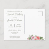 フェミニンフローラ&ダイヤモンド30歳の誕生日 インビテーションポストカード (裏面)