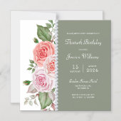 フェミニンフローラ&ダイヤモンド30歳の誕生日 マグネット招待状 (正面)