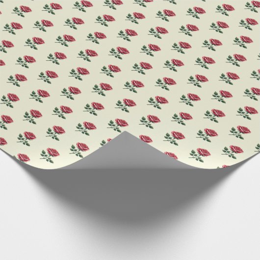 フェミニンベージュのピンクの水の色バラ ラッピングペーパー (角)