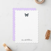 フェミニンリボモダンンボウパープルシック ノートカード (正面/裏面インサイチュ)