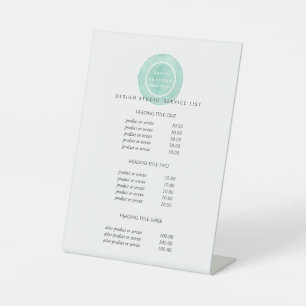 フェミニンロゴターコイズサロン価格とサービス 台座サイン