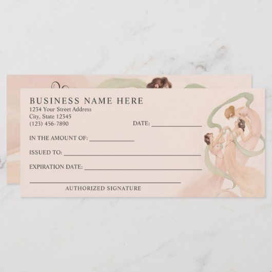 フェミニンヴィンテージ新しいMayfliesギフト証明書 (正面/裏面)