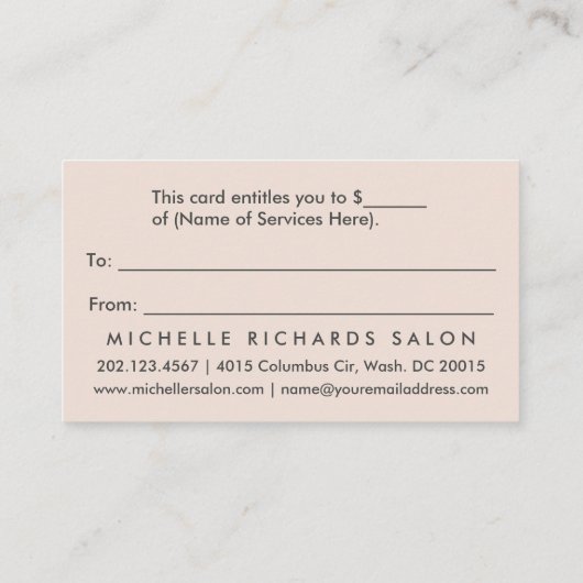 フェミニンヴィンテージ新しいMayfliesギフト証明書 割引カード (裏面)