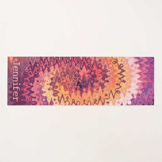 フェミニン抽象芸術スワールパープルとオレンジ色の名前 ヨガマット (正面(横))