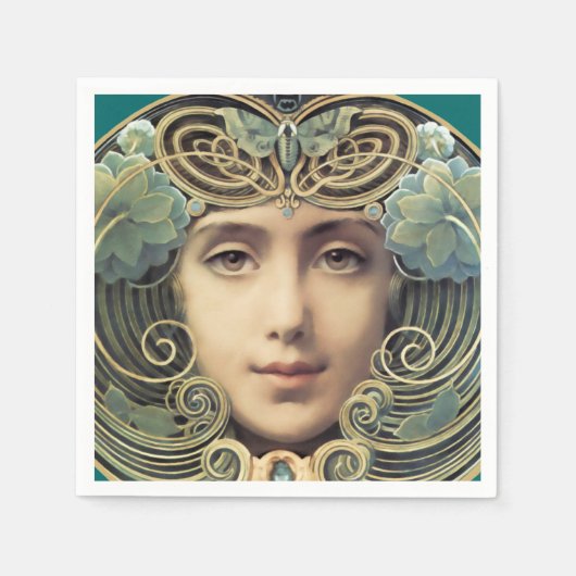 フェミニン新しいヴィンテージ美しい スタンダードカクテルナプキン (正面)