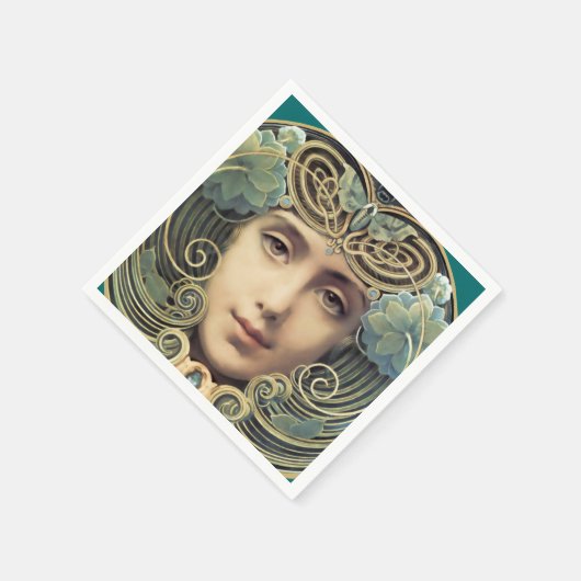 フェミニン新しいヴィンテージ美しい スタンダードカクテルナプキン (角)