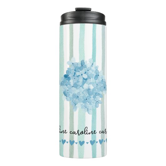 フェミニン水彩青ストライプ色 タンブラー (正面)