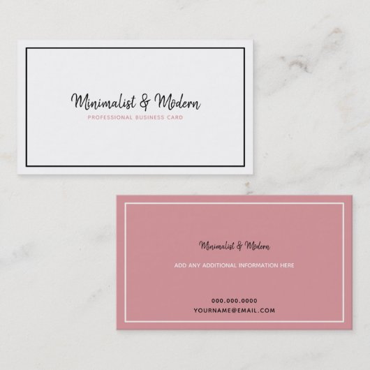 フェミニン白ピンクエレガントプロフェッショナル 名刺 (正面/裏面)
