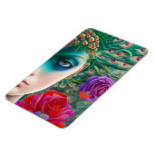 フェミニン美しいティール(緑がかった色)羽毛のアドレス マグネット (左側)