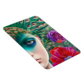 フェミニン美しいティール(緑がかった色)羽毛のアドレス マグネット (右側)