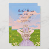 フェミニン自然ブライダルシャワー 招待状 (正面/裏面)