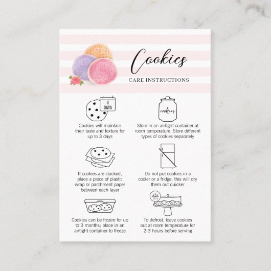 フェミニン赤面ピンクウォーターカラーアートクッキー気に 名刺 (正面)