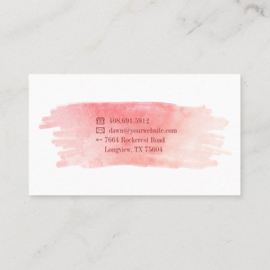 フェミニン赤面ピンクウォーター色ウォッシュ&レースフローラ 名刺 (裏面)