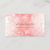 フェミニン赤面ピンクウォーター色ウォッシュ&レースフローラ 名刺 (正面)