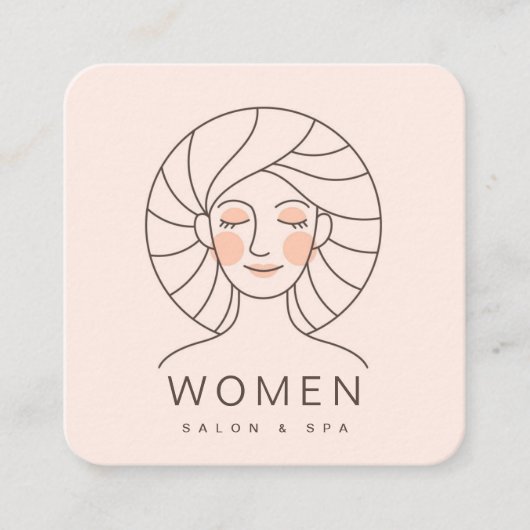 フェミニン赤面ピンクサロン&スパアポイントメントカード スクエア名刺 (正面)