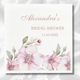 フェミニン赤面ピンクフローラバラブライダルシャワー スタンダードランチョンナプキン